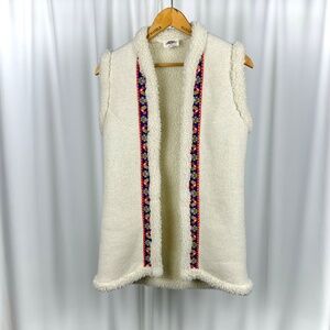 Vintage 70's Lanz Original Penny Lane Beige Sherpa Vest • Scandinavian - XS/S